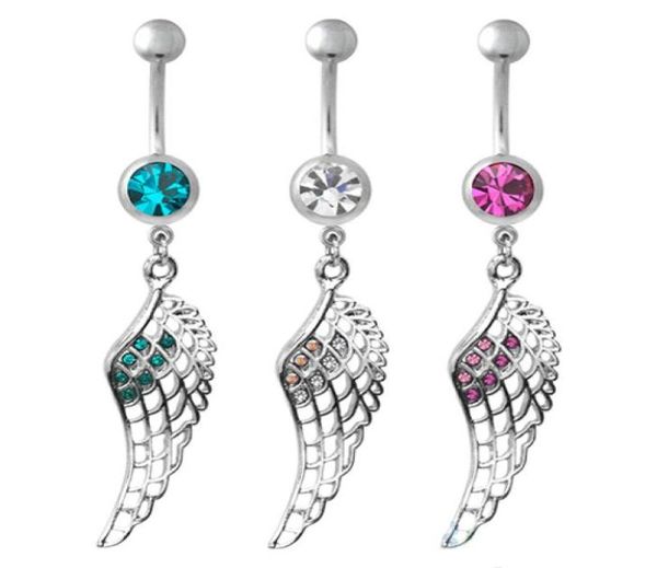 

d0502 wing mix colors belly navel button ring012345675290088, Silver