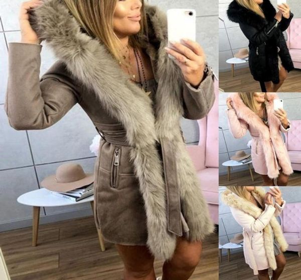 

abrigos mujer invierno woman long wool coat elegant blend coats slim female fur coat outerwear jacket chaqueta mujer manteau13646603, Black