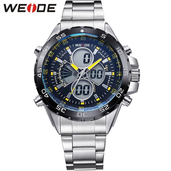 

weide new fashion men sport watch luxury brand full steel strap military analog digital causal clocks man relogio masculino266r, Slivery;brown