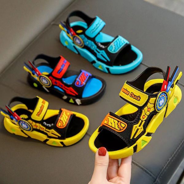 

flat shoes children' sandals cartoon pattern design non-slip soft bottom boys beach shoes summer sandals student sports sandals 230821, Black;grey