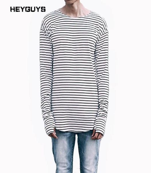 

heyguys striped tshirts men long sleeve arc type hem high street wear man winter soldier length t shirts new fashion 176034218789, White;black