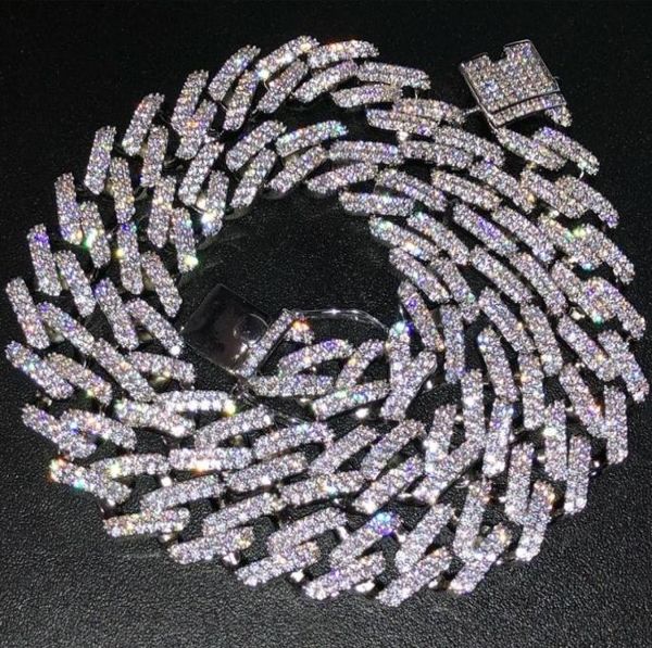 

14mm 16182022242630inches hiphop cuban chain iced out bling cubic zircon micro pave necklace8157967, Silver
