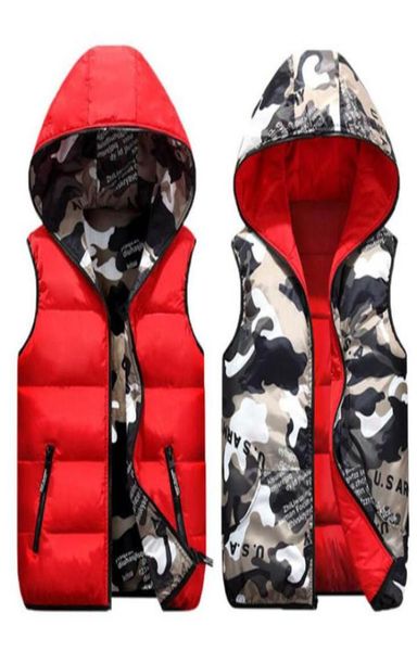 

fashion mens jacket sleeveless vest winter male doublewear cottonpadded hooded vest coats men thick warm waistcoats clothing siz7383501, Black;white