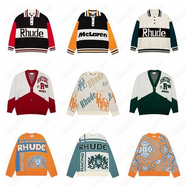 

rhude knitted sweater wool shorts man women jumper set short trousers sports casual tracksuits hooded sweatshirts sportswear suits jogger pa, Gray