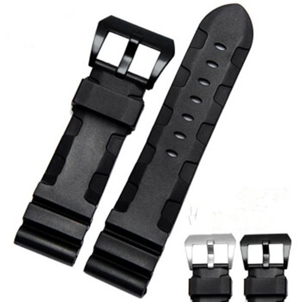 

rubber band for panerai watch silicone strap wrist watchbands black 24 26mm274y, Black;brown