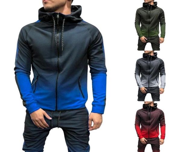 

2020 autumn casual men tracksuit sets fashion 3dgradient sweatsuit hoodies sweatshirt sweatpants joggers pants suit8093137, Gray