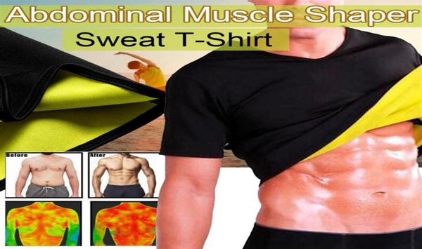 

men sport slimming tummy body shaper thermo sauna sweat yoga gym tshirt sharper body slimming sport clothes wear fitness294l8892645, Black;blue