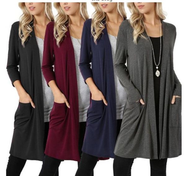 

fashion spring women long cardigan stylish casual contrast long sleeves thin outwear coat clothing for s1797134, White;black