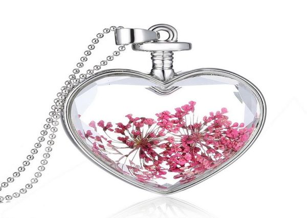 

romantic red dry flower collares vintage silver color jewelry for women fashion glass statement necklace fine jewelry4774240