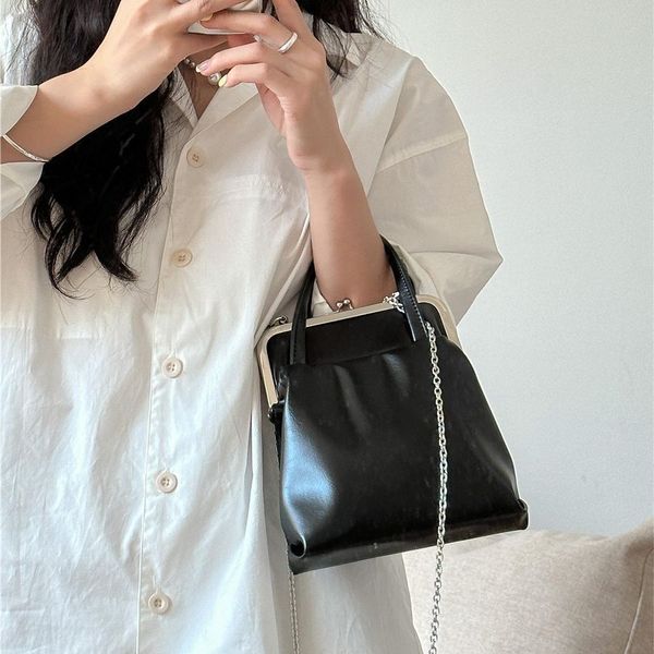 

evening bags fashion clip for women frame handbags soft pu leather shoulder crossbody bag female phone black flap chains kisslock purses 230