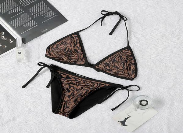 

fashion brand bikini swimsuit women039s split neck strap old flower ff letter net red swimsuit2155924, Red;black