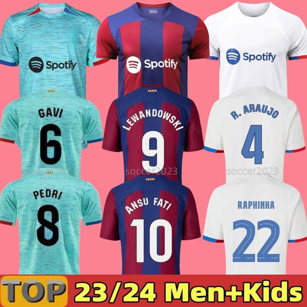 

4xl 23 24 lewandowski ansu fati soccer jerseys ferran r. araujo camiseta de football christensen o. dembele pedri memphis 2023 2024 barca sh, Black;yellow
