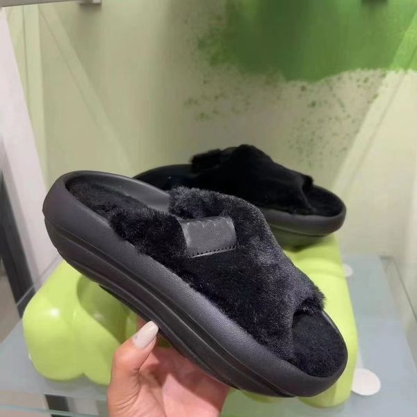 

slippers man women increase snow soft comfortable sheepskin keep warm slippers girl beautiful gift transshipment, Black