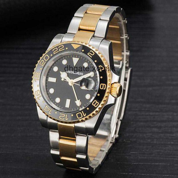 

u1 mens automatic mechanical watches montre de luxe full stainless steel ceramic sapphire glass 5 atm waterproof super luminous watch men wr, Slivery;golden