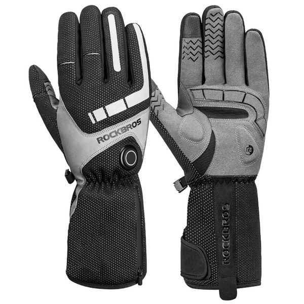 

five fingers gloves outdoor rockbros heated thick thermal mens winter ski mtb motorcycle riding windproof breathable fabric strong durables, Blue;gray