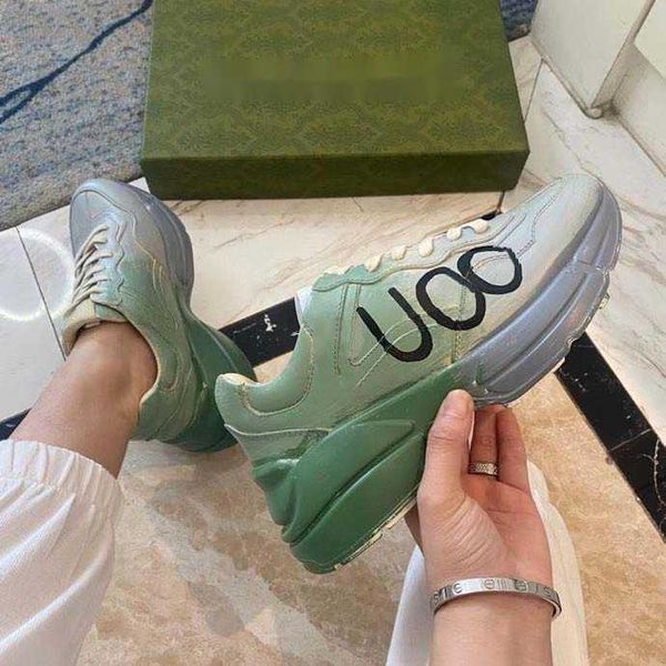 

famous ggity sneakers fashion bagshoe1978 women quality trainers designer shoes men real leather shoe handmade by multicolor 55 gradient tec, Black