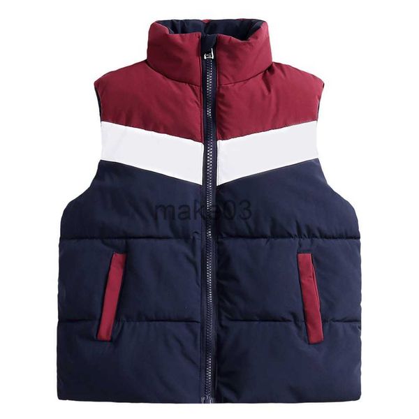 

down coat girls winter puffer vest lightweight boys quilted vest sleeveless outerwear warm down cotton spliced jacket children's waistc, Blue;gray