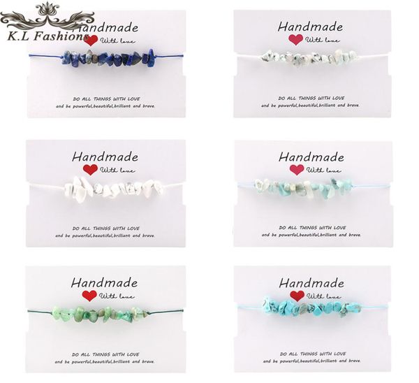 

new korea natural gravel stone bracelets colorful handmade weave braided rope bracelets for women men summer beach jewelry gift1657280, Black