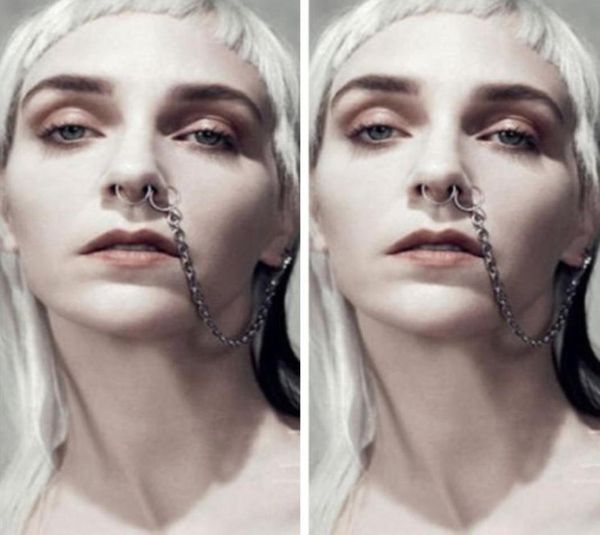 

fashion alloy nose rings and studs fake septum nose to ear chain nose ring pierced earring jewelry drop ship18333626895870, Silver