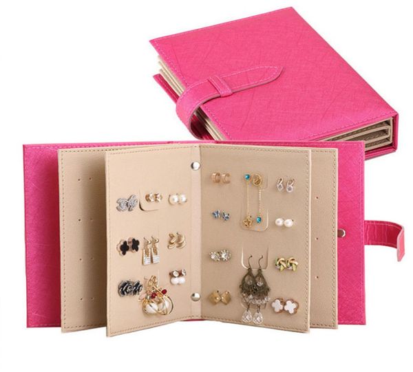 

jewelry organizer boxes portable travel case pu leather earring holder with book design whole9938320, Black;white