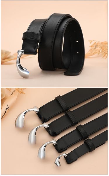 

with jeans belt women's black women's belt decoration all-matching vachette clasp simple and thin korean style, Black;brown