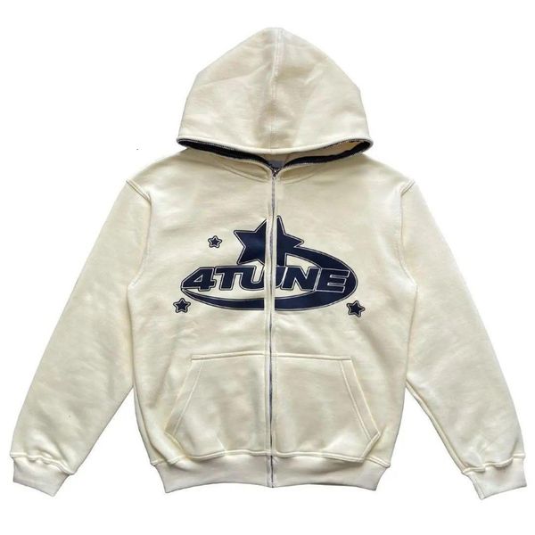 

men's jackets star letter print hoodie men retro zip up long sleeve loose jacket coats harajuku casual gothic hooded sweatshirt y2k str, Black;brown