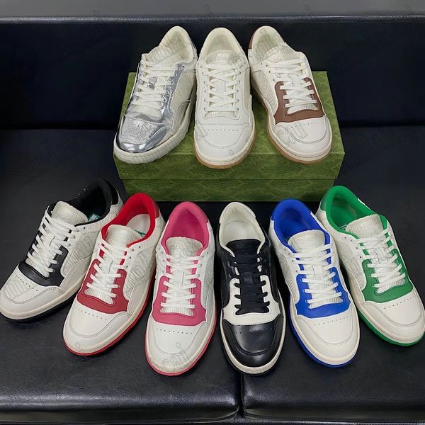

designer casual white shoes interlocking g mac80 low-sneakers vintage metallic leather leather men womens trainer, Black