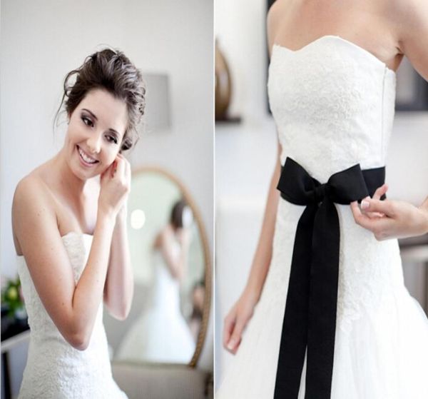 

new fashion 9 colors satin ribbon bridal belts 270cm5cm 017629301, White