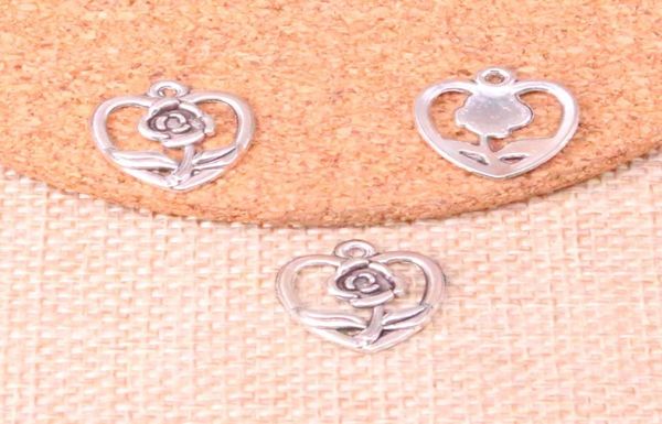 

92pcs charms heart flower 1816mm antique making pendant fitvintage tibetan silverdiy handmade jewelry7978616, Bronze;silver