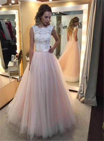 

long evening dress formal party dresses gowns high neck lace and tulle aline prom dresses vestidos de noite para a festa9215993, Black