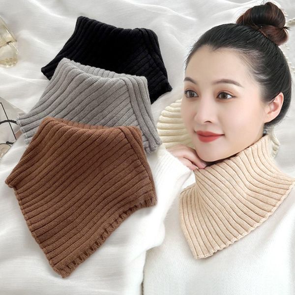 

scarves fashion autumn winter knitted fake collar scarf women warm turtleneck neck warmer detachable windproof 230823, Blue;gray