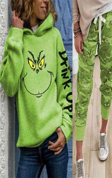 

women039s grinch print casual trousers and face drink up christmas hoodies for women girl durable fashionable sp99 2109021839036, Black