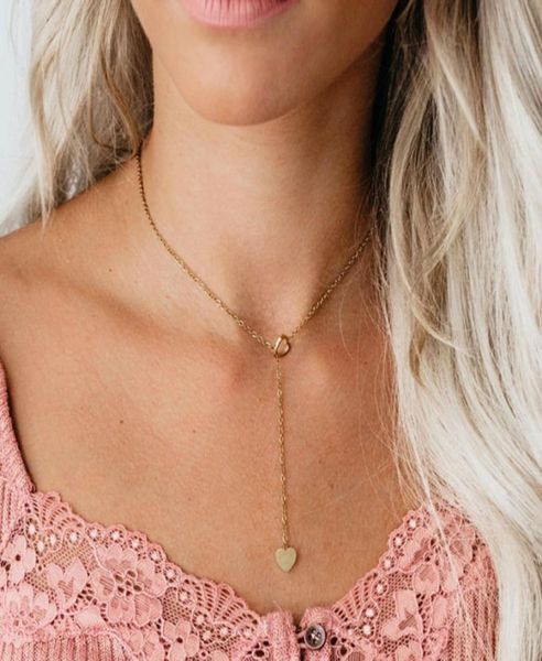 

cute korean style hollow love heart pendant necklaces for women simple gold silver chains geometric clavicle necklace jewelry gift5394749