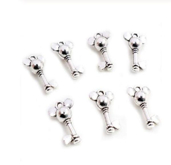 

100pcs charms mouse most key antique silver plated pendant fit vintage tibetan findings for jewelry making 19x12mm8246731, Bronze;silver