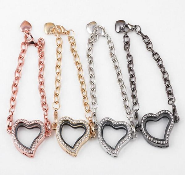 

10pcslot 4colors 30mm heat locket bracelet magnetic glass living floating locket bangle for women fashion jewelrys5204515, Golden;silver