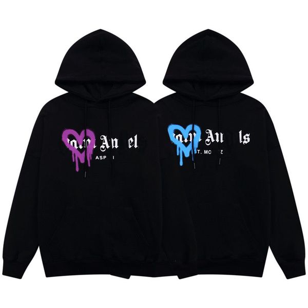 

blue purple love graffiti letter sweater plamm designer hoodie fashion round neck hooded sweater men's and women's street fashion, Black