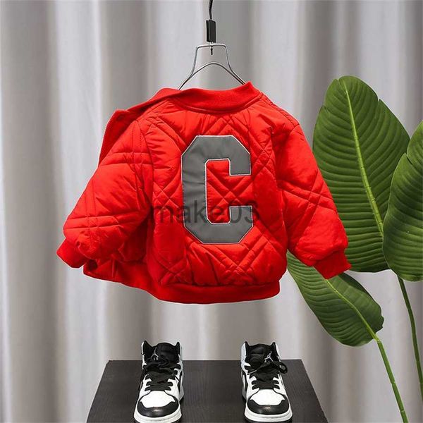 

down coat boys autumn and winter quilted padded jacket 2022 new children fleece jacket boys handsome baseball uniform j230823, Blue;gray