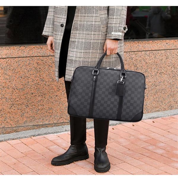 

new men shoulder briefcase black leather designer handbag business lapwomen messenger bags nameplates totes men's luggage347h