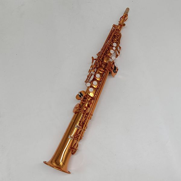 

made in france brass straight soprano sax saxophone bb b flat woodwind instrument natural shell key carve pattern