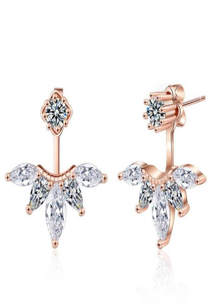 

korean fashion jewelry stainless steel cz crystals stud earrings for girls women cubic zirconia accessories gift silver plated ed22212229, Golden;silver