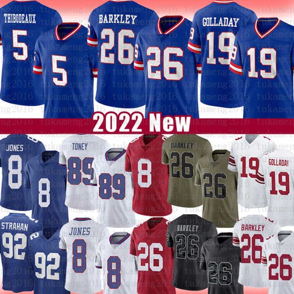 

kayvon thibodeaux evan neal football jersey 26 saquon barkley 8 daniel jones kenny golladay kadarius toney lawrence taylor xavier mckinney t, Blue;black