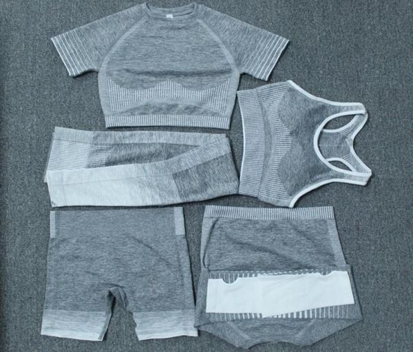 

tracksuits yoga suit gym sporstwear workout sets fitness sports leggings outfits yoga align pants fashion womens five piece set 5p4750454, Gray
