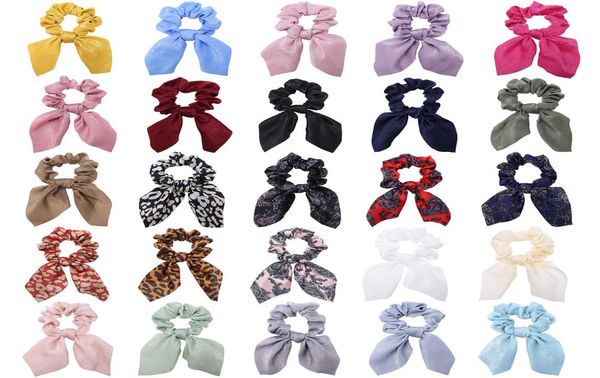 

fashion floral printed hair scrunchies long ribbon for women girls ponytail holder elastic scarf accessories headwear6858711, Slivery;white