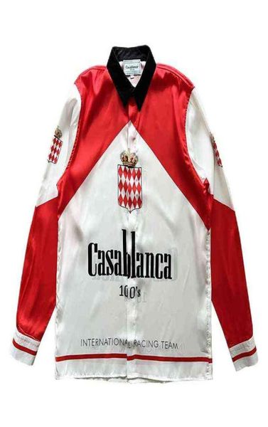 

red and white stitching design satin white loose long sleeve shirt quality shirts thin t-shirts2408573, White;black
