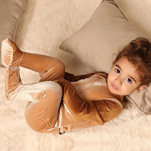 

rompers baby romper kids clothes long sleeves footie velour and corduroy pajamas set baby overalls boy girl autumn 230823, Blue
