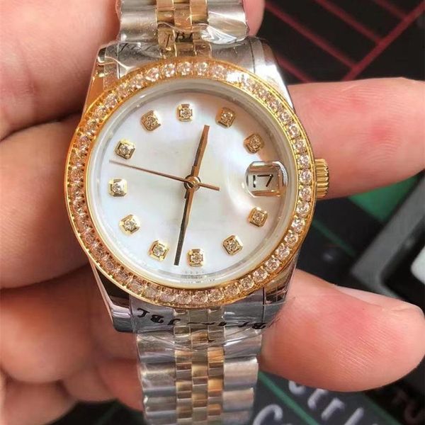 

master design automatic mechanical 36mm small ring women's watch luxury fashion dial large window calendar folding buckle s322e, Slivery;brown