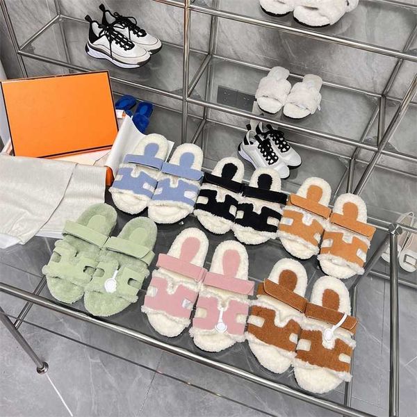 

chypre warm sandal shearling soft plush flat mules slippers hook & loop adjustable strap sandals slippers fur furry comfortable wool casual, Black