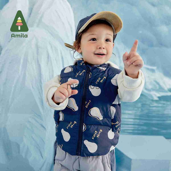 

down coat amila baby's vest 2022 winter new boys and girls fashion conserve energy reduce emissions waistcoat with kids' warmth j, Blue;gray