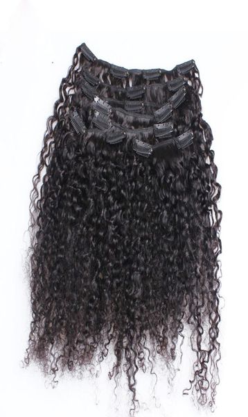

kinky curly clip in hair extensions african american clip in human hair extensions 100g mongolian afro kinky curly clip ins hair7476514, Black;brown