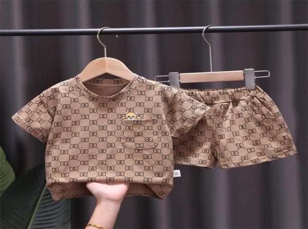 

fashion toddler color matching printing clothes set baby boys girls summer short t shirt shorts kids jogging bebes tracksuits 22074757775, White